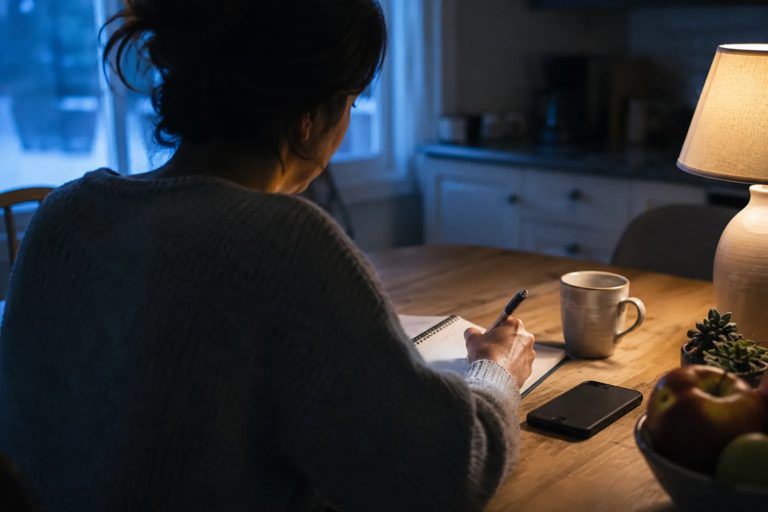 Une calculatrice et un carnet de notes pos&eacute;s sur une table