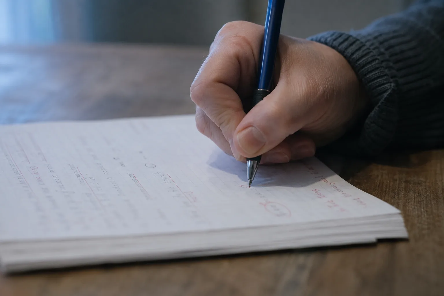 A science exercise marked by hand